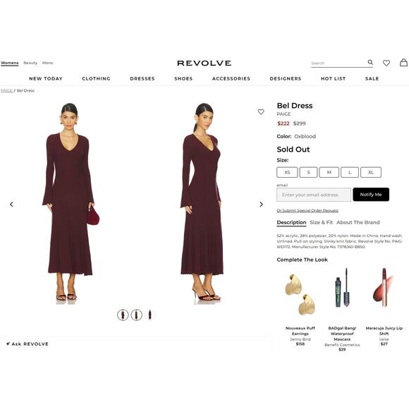 PAIGE Bel Dress in Oxblood - Picture 9 of 9